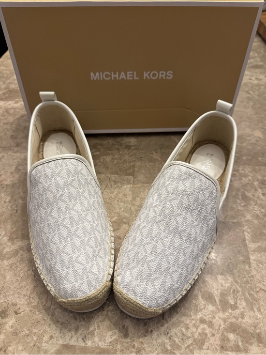 Michael Kors Shoes - Michael Kors White Monogram Slip-Ons Size 9.5